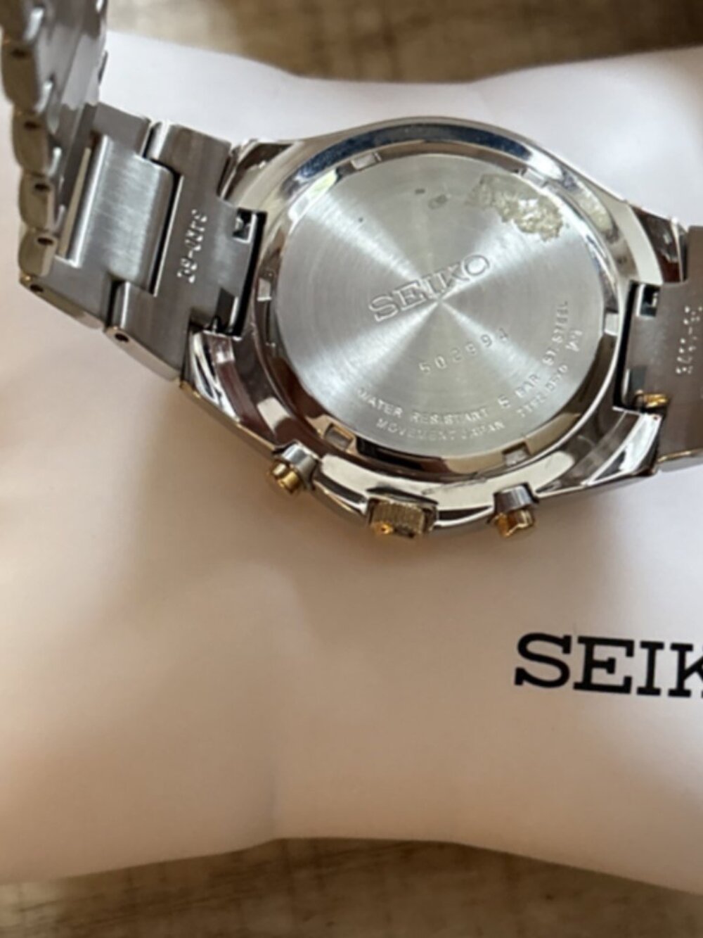 NEW* SEIKO TWO-TONE 7T92-OFXO  CHRONOGRAPH BLUE DIAL WATCH - Read Bio - Picture 5 of 7